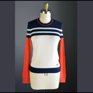 TORY BURCH 100% CASHMERE STRIPED SWEATER
